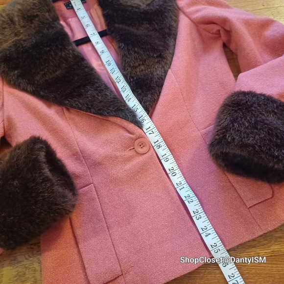 Kookai Rose Blazer with Chocolate Fur Trim - Picture 13 of 16